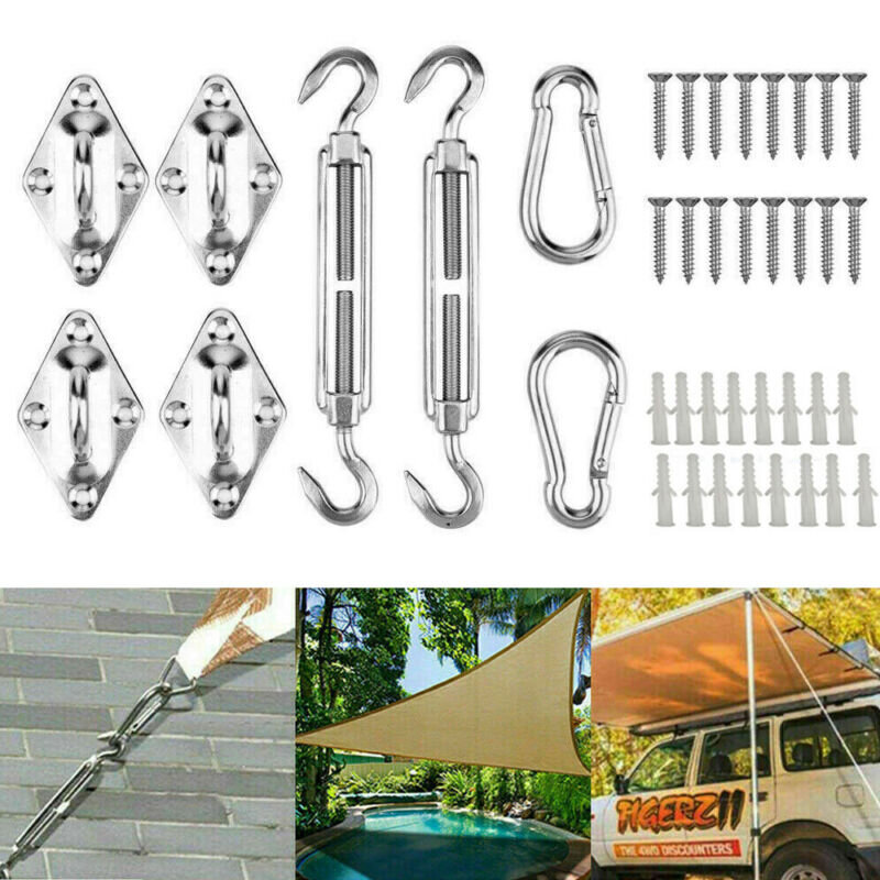 Stainless Steel Sun Sail Shade Canopy Fixing Fittings Screen Tent Accessory Kit